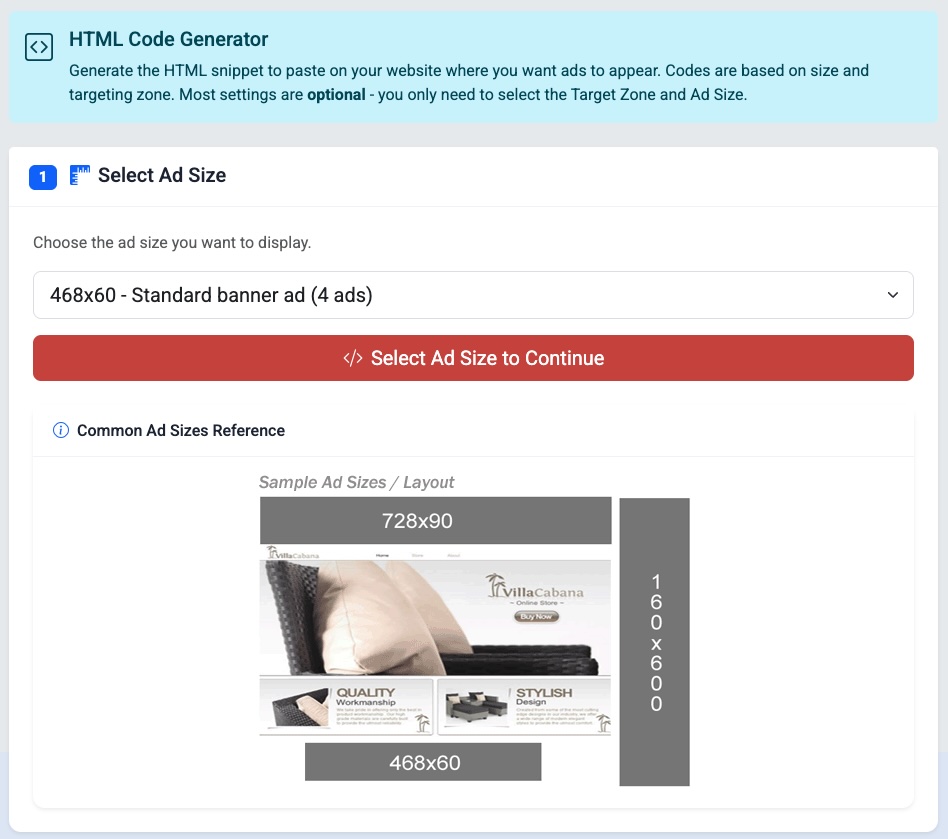 AdPeeps HTML Code Generator