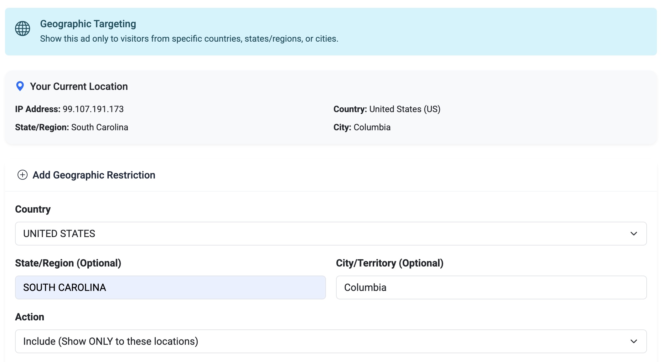 Setting up city-level ad targeting in AdPeeps